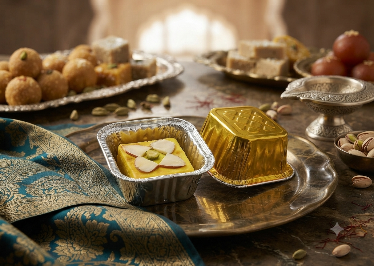 Square Golden Mithai Cups-35ml