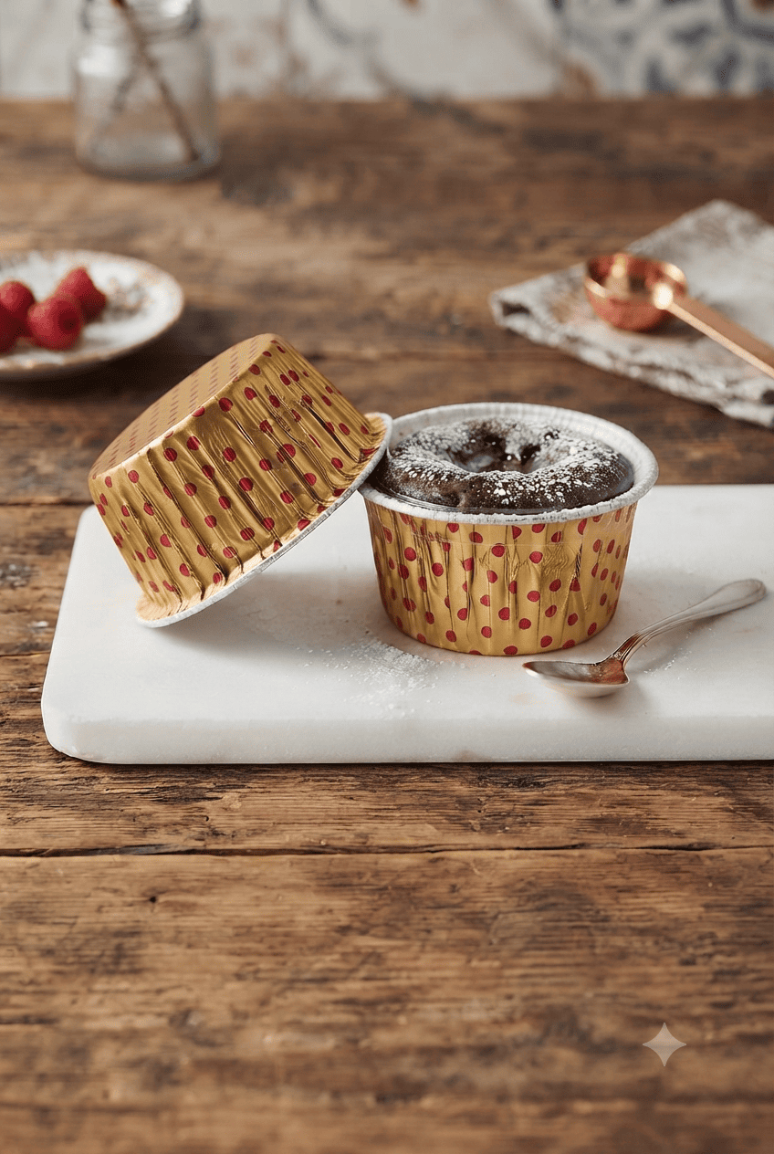 Round Baking Cups-130ml (Red/Golden)