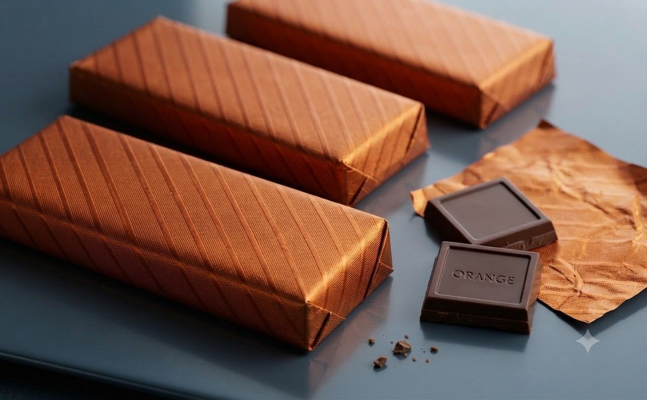Line Embossed Orange Colour Chocolate Foil