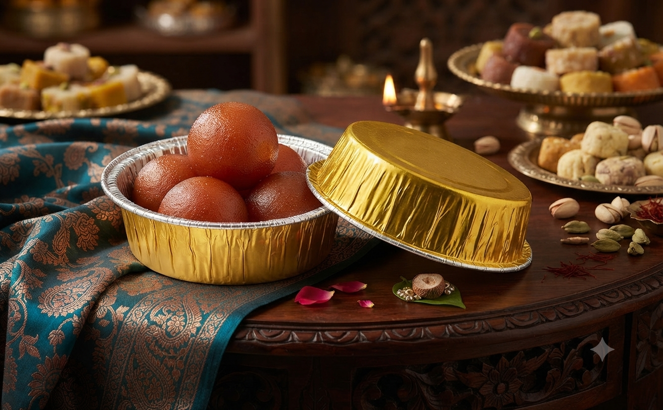 Round Golden Mithai Cup-80ml