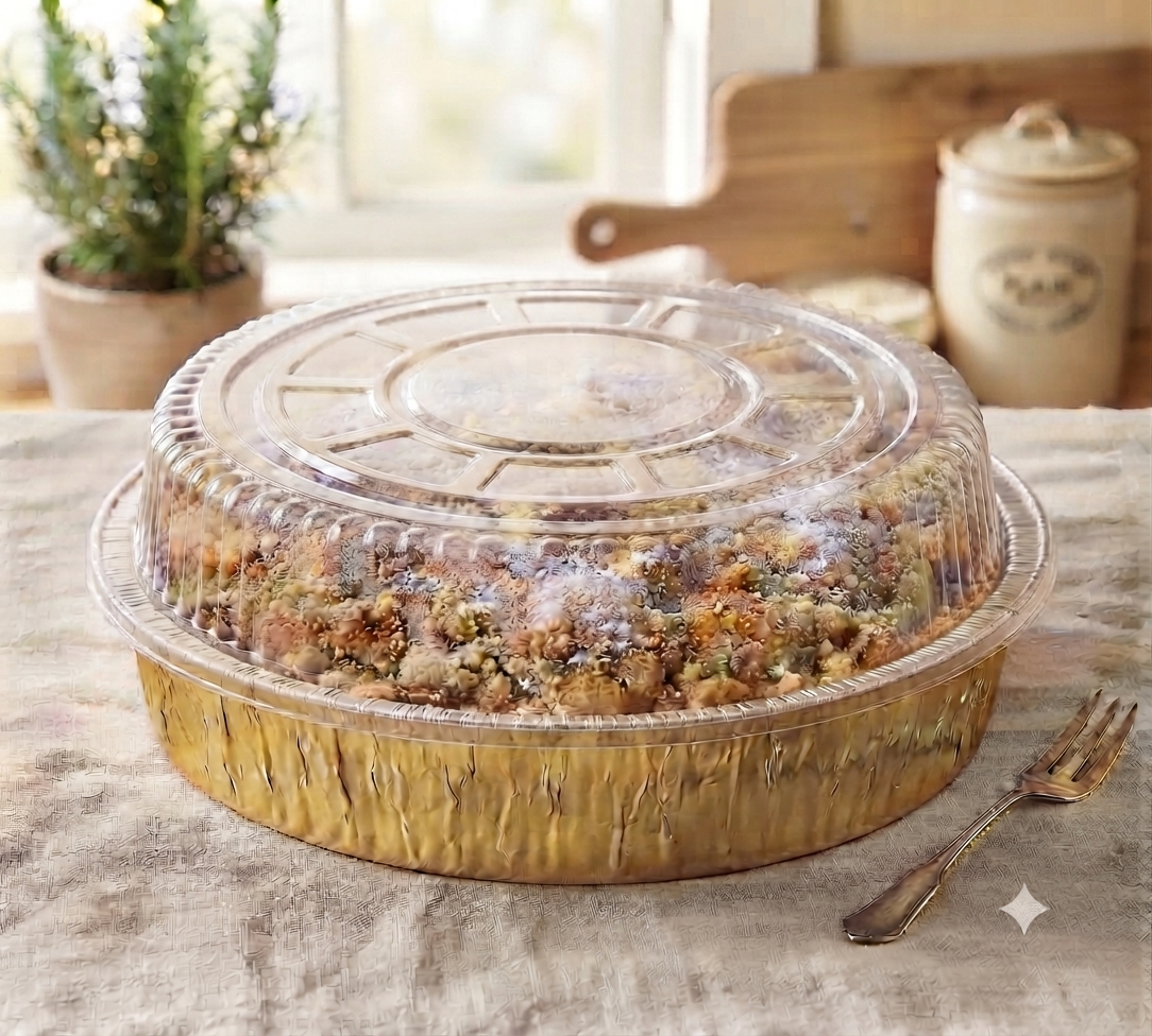 Golden 9 inch Container with Transparent Lid