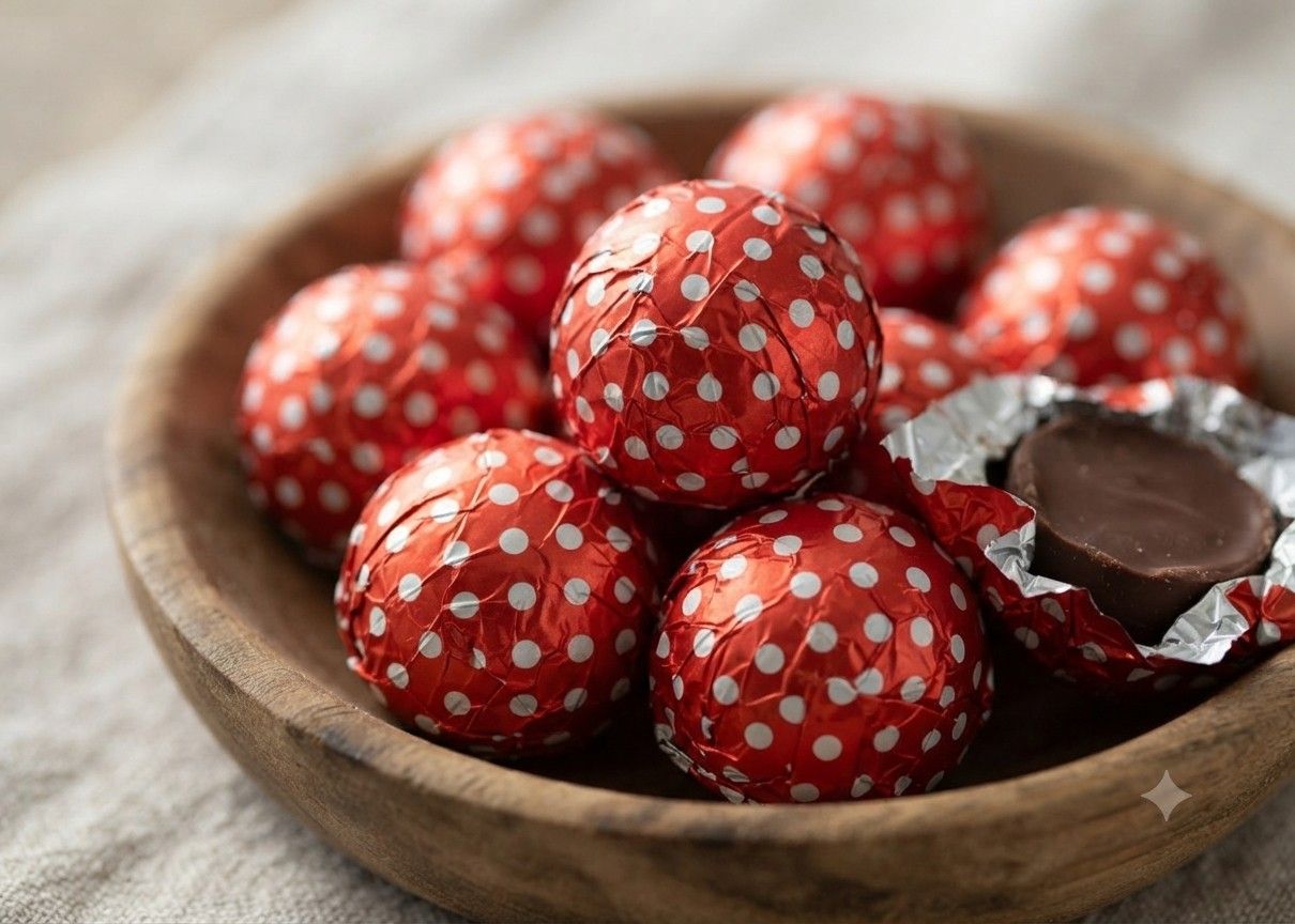 Dot Design Chocolate Foil Wrapper (Red/Silver)