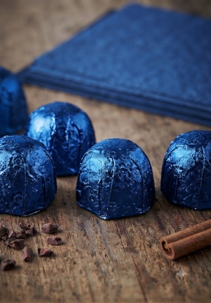 Floral Embossed Blue Colour Chocolate Foil