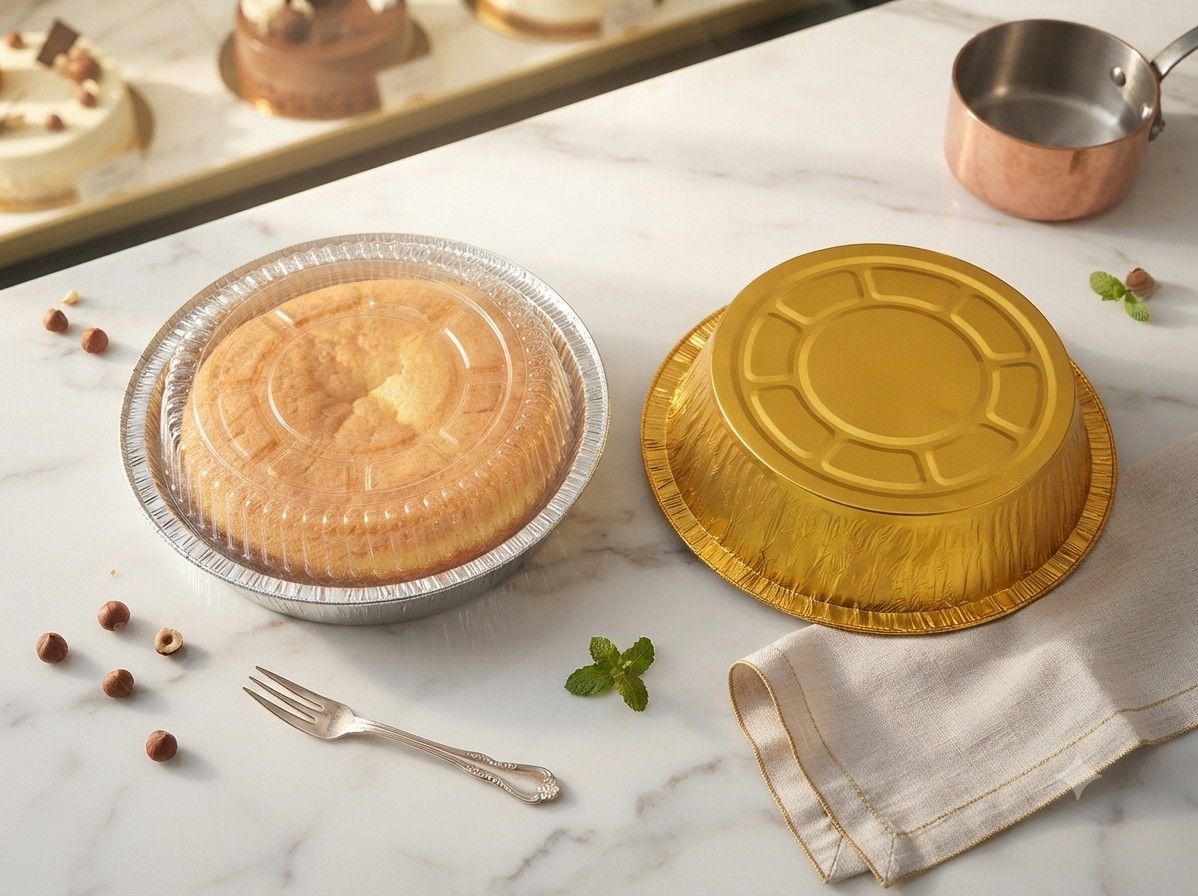Golden  7 inch Container With Transparent Lid