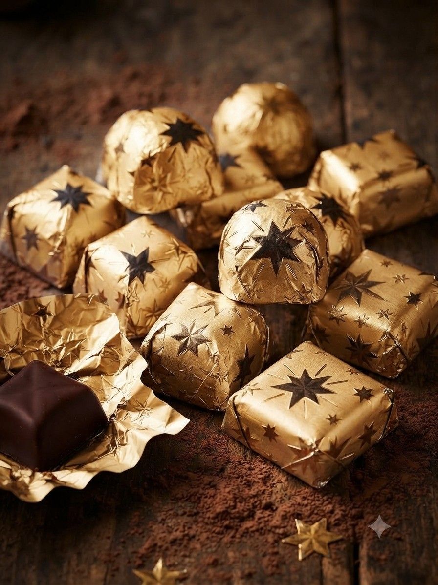 Golden Big Star Embossed Chocolate Foil Wrapper