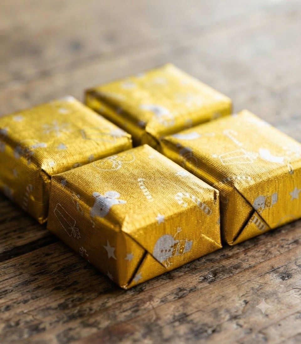 Christmas Design Chocolate Foil Wrapper (Yellow/Silver)
