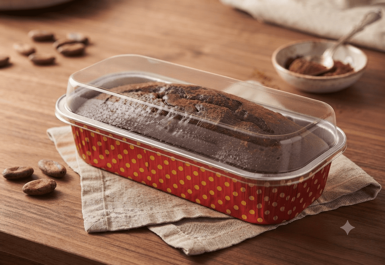 Rectangle Golden Foil Baking Cups With Transparent Lid (Red/Golden)