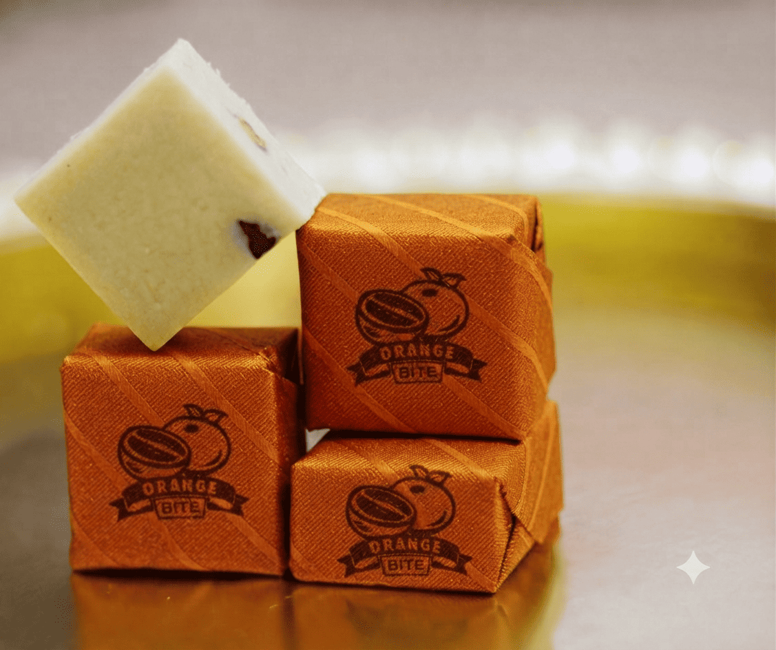 Orange  Bite Wrapper With Line Embossed