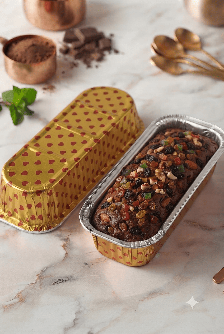 Rectangle Golden Foil Baking Cups-200ml (Golden / Red dots)