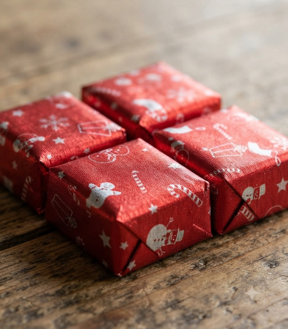 Christmas Design Chocolate Foil Wrapper (Red/silver)