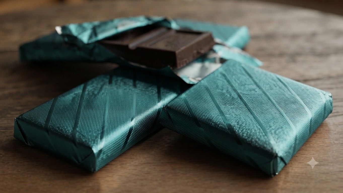 Line Embossed Light Blue Colour Chocolate Foil