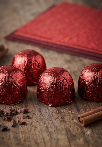 Floral Embossed Red Colour Chocolate Foil