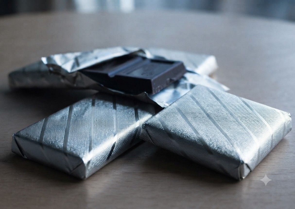 Line Embossed Silver Colour Chocolate Foil