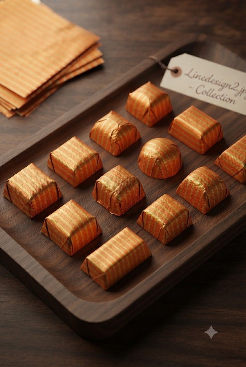 Line Design Chocolate Foil Wrapper (Golden/Orange)